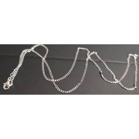 Sterling Silver 925 Plated 30 Inch Curb Chain Necklace New 1/16th" Wide Lobster - Picture 2 of 3